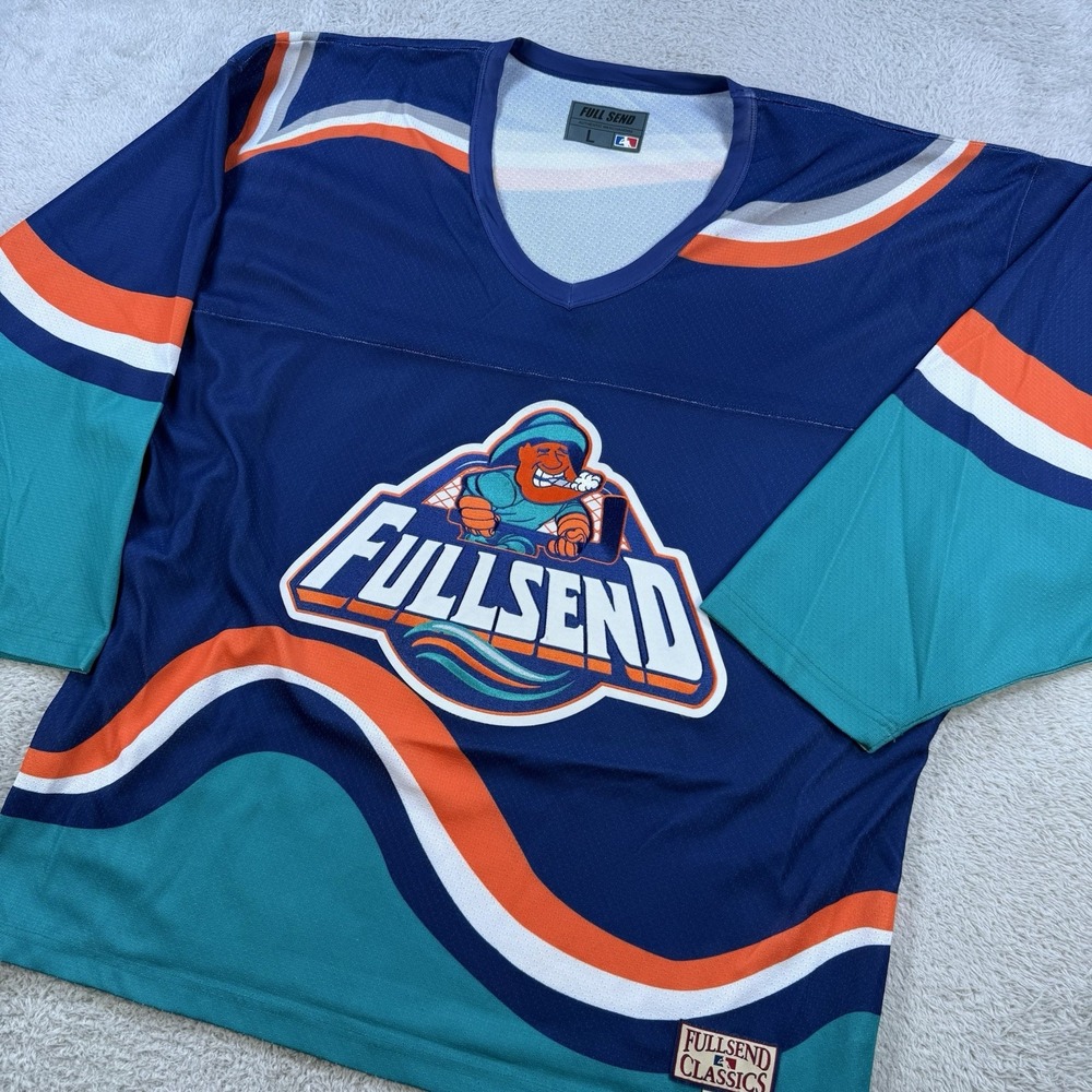 Full Send Hockey Jersey Mens Large Blue Islanders Classics Long Sleeve Nelk Boys